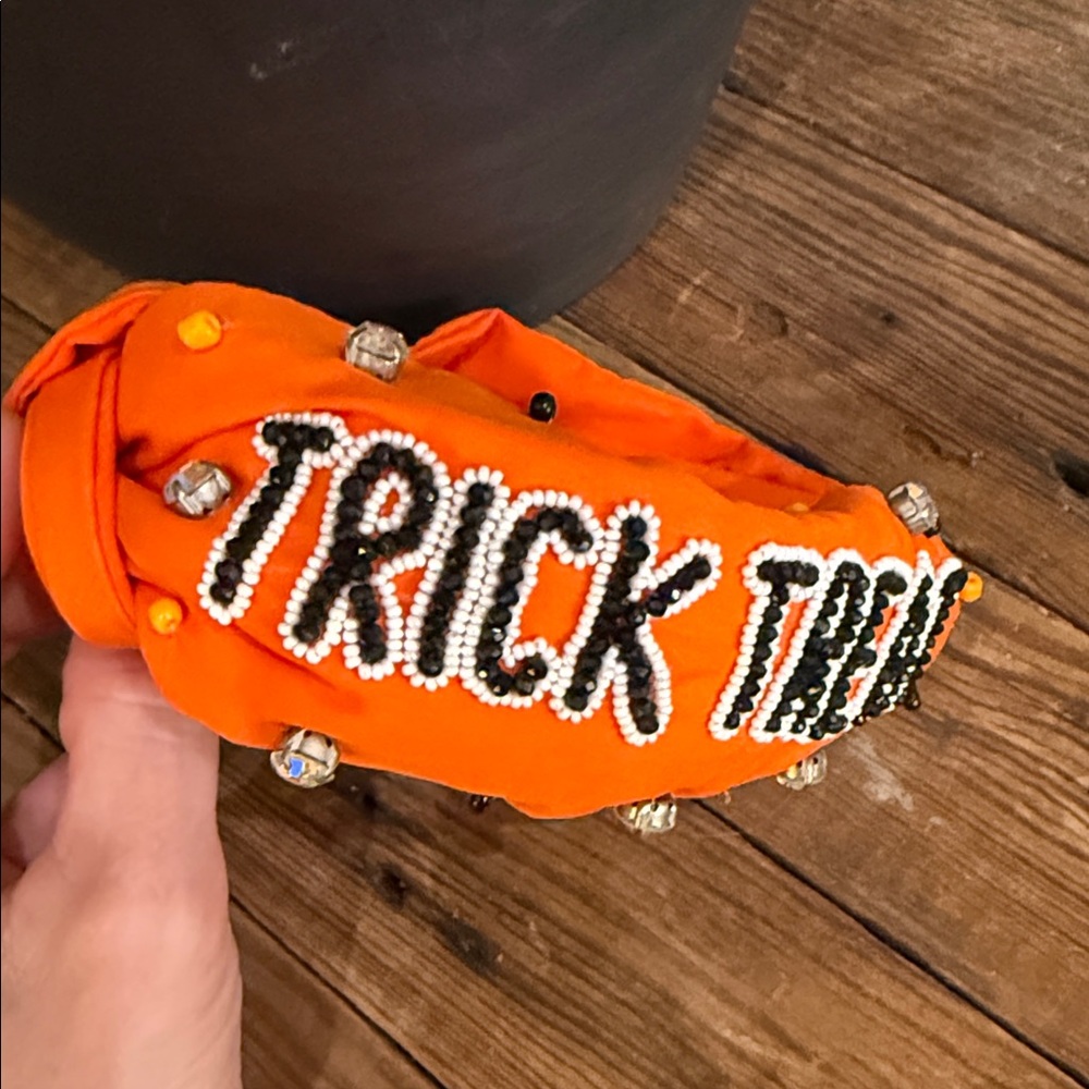 Kids Halloween Orange Beaded Headband